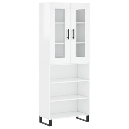 Credenza Bianco Lucido 69,5x34x180 cm in Legno Multistrato - homemem39