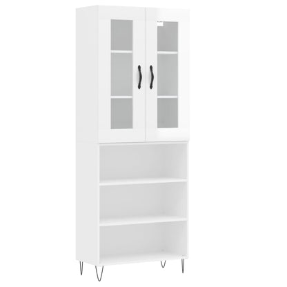 Credenza Bianco Lucido 69,5x34x180 cm in Legno Multistrato - homemem39