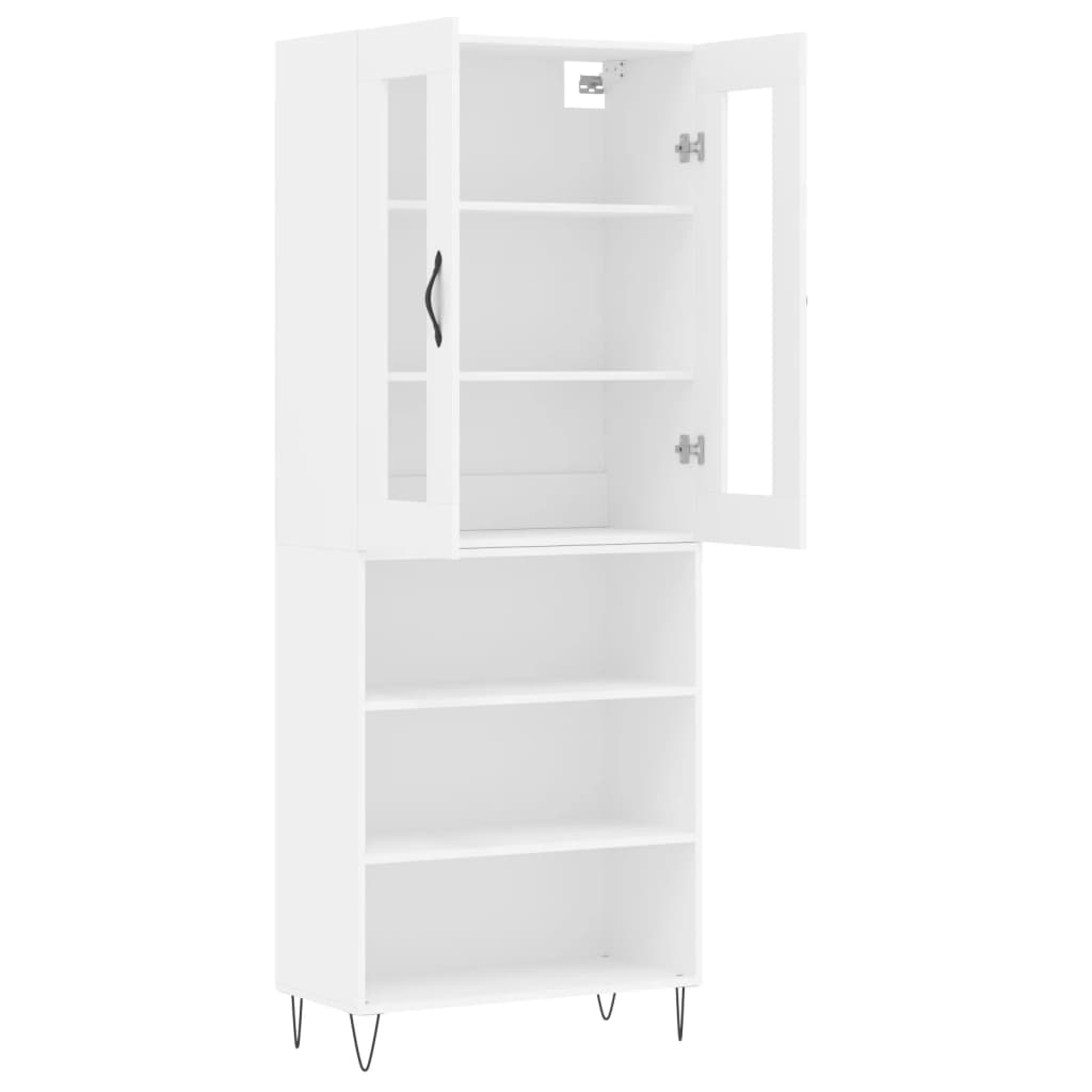 Credenza Bianco Lucido 69,5x34x180 cm in Legno Multistrato - homemem39