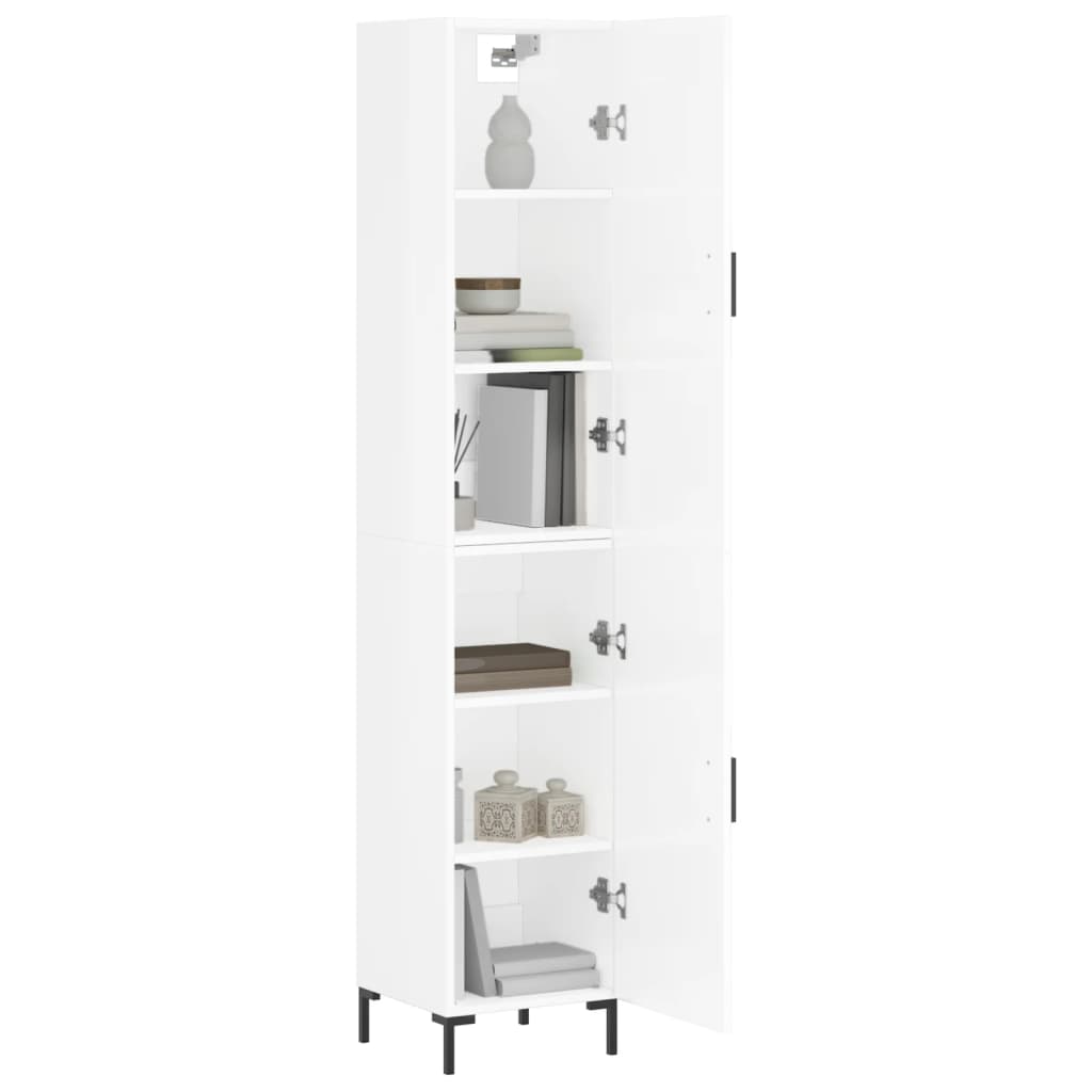 Credenza 34,5x34x180 cm in Legno Multistrato Bianco Lucido - homemem39