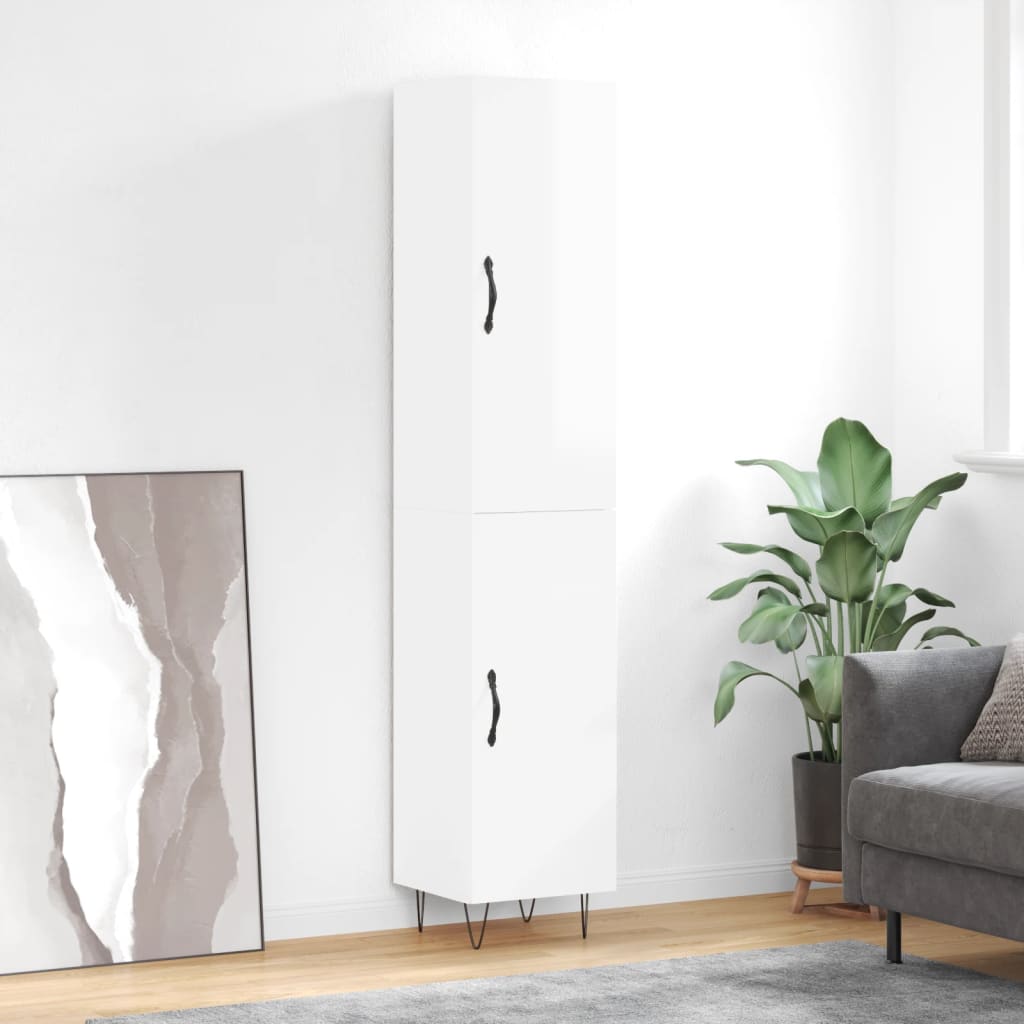 Credenza 34,5x34x180 cm in Legno Multistrato Bianco Lucido - homemem39