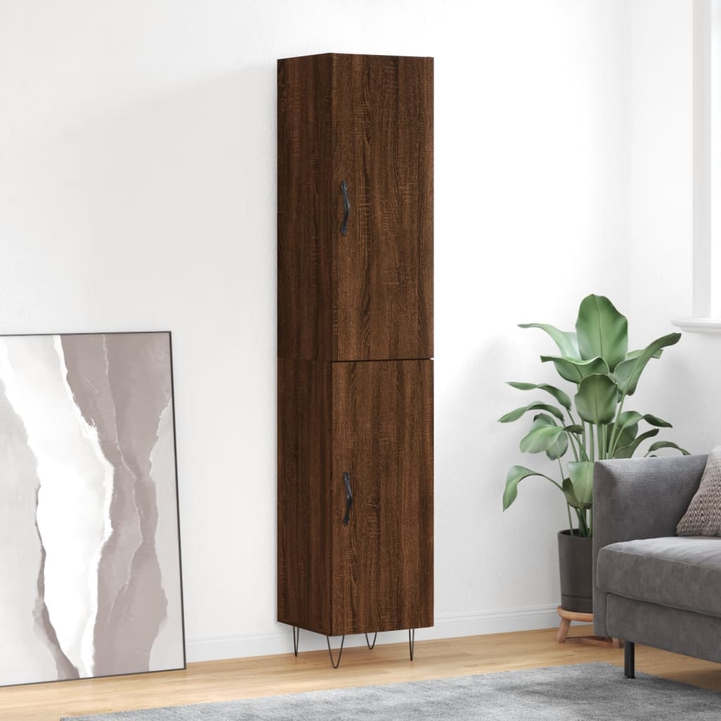 Credenza Rovere Marrone 34,5x34x180 cm in Legno Multistrato - homemem39