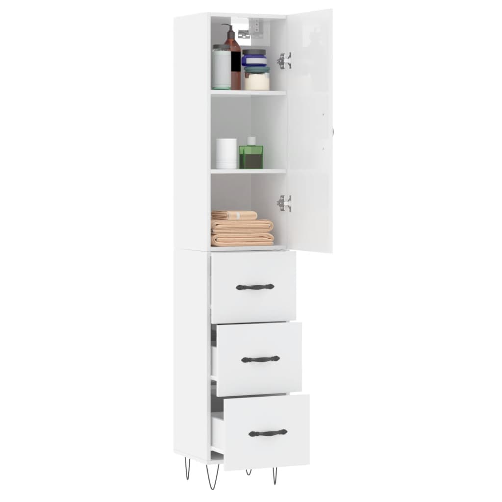 Credenza 34,5x34x180 cm in Legno Multistrato Bianco Lucido - homemem39