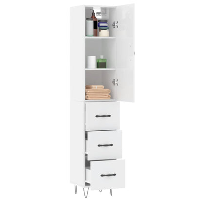 Credenza 34,5x34x180 cm in Legno Multistrato Bianco Lucido - homemem39