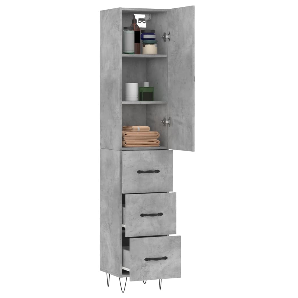 Credenza Grigio Cemento 34,5x34x180 cm in Legno Multistrato - homemem39