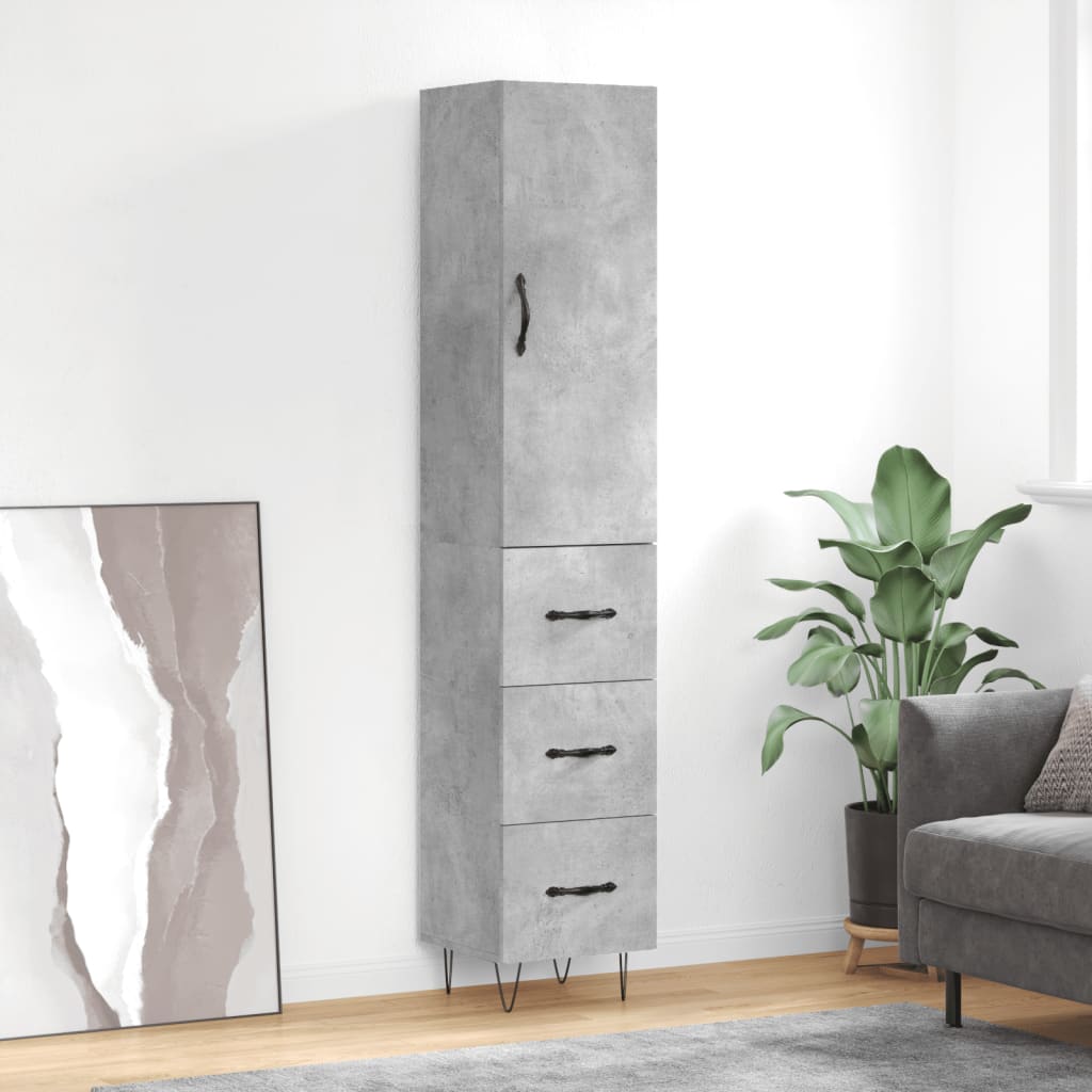 Credenza Grigio Cemento 34,5x34x180 cm in Legno Multistrato - homemem39