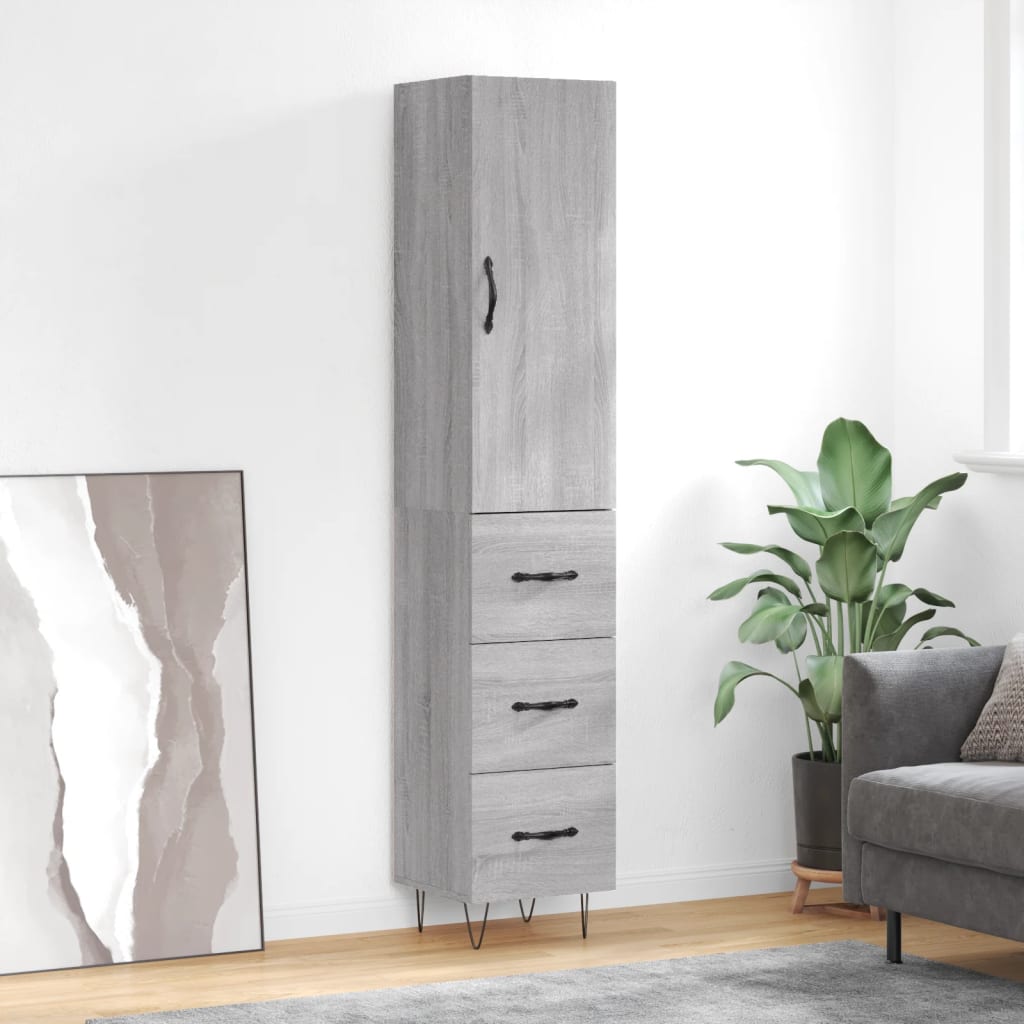 Credenza Grigio Sonoma 34,5x34x180 cm in Legno Multistrato - homemem39