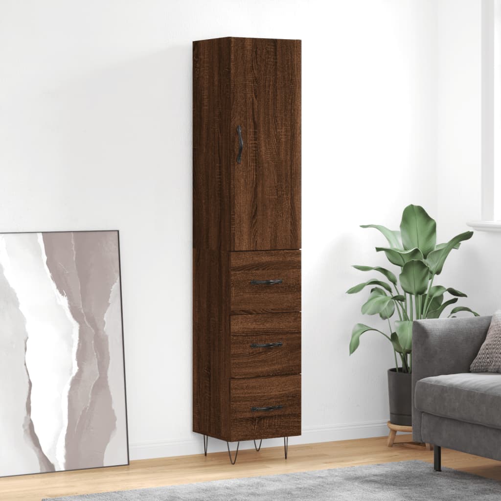 Credenza Rovere Marrone 34,5x34x180 cm in Legno Multistrato - homemem39