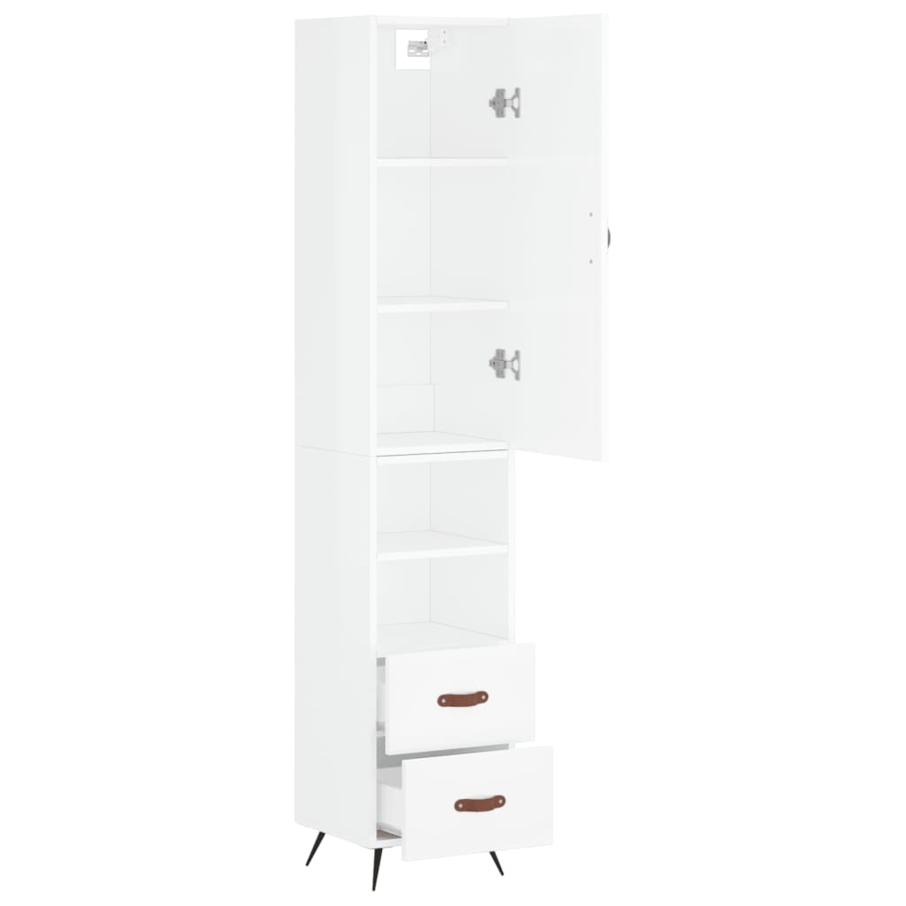 Credenza 34,5x34x180 cm in Legno Multistrato Bianco Lucido - homemem39