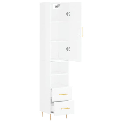 Credenza 34,5x34x180 cm in Legno Multistrato Bianco Lucido - homemem39