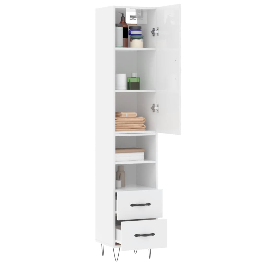 Credenza 34,5x34x180 cm in Legno Multistrato Bianco Lucido - homemem39