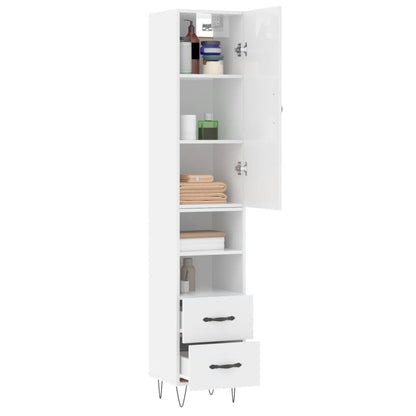 Credenza 34,5x34x180 cm in Legno Multistrato Bianco Lucido - homemem39