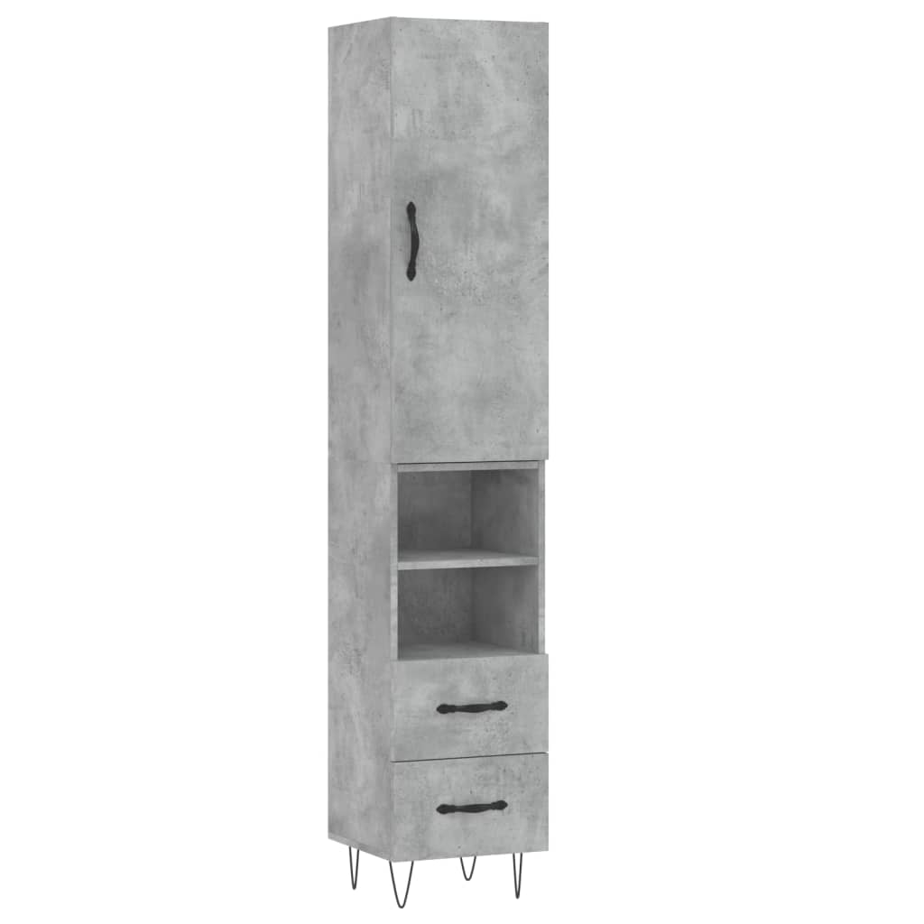 Credenza Grigio Cemento 34,5x34x180 cm in Legno Multistrato - homemem39