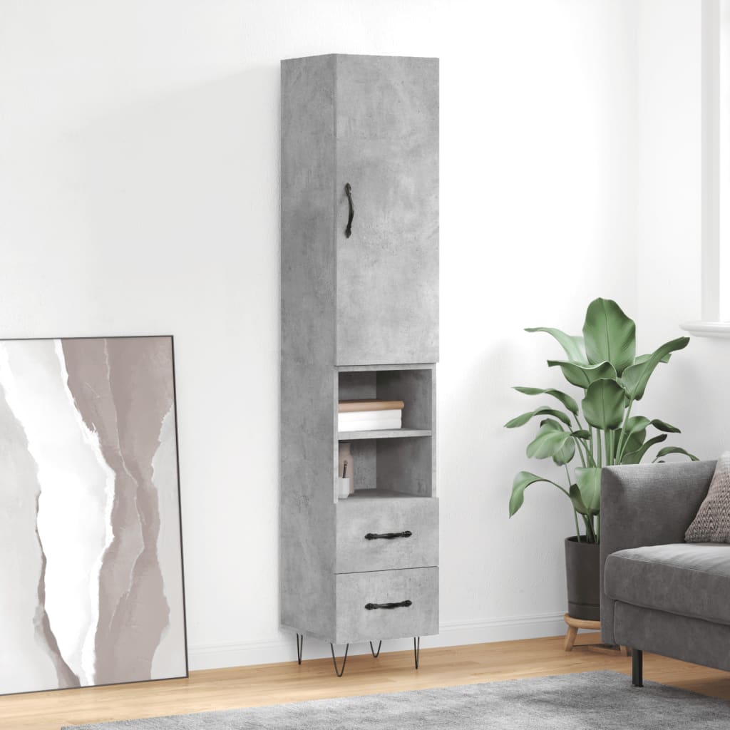 Credenza Grigio Cemento 34,5x34x180 cm in Legno Multistrato - homemem39