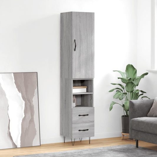 Credenza Grigio Sonoma 34,5x34x180 cm in Legno Multistrato - homemem39