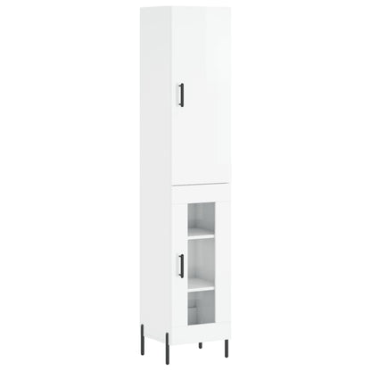 Credenza 34,5x34x180 cm in Legno Multistrato Bianco Lucido - homemem39