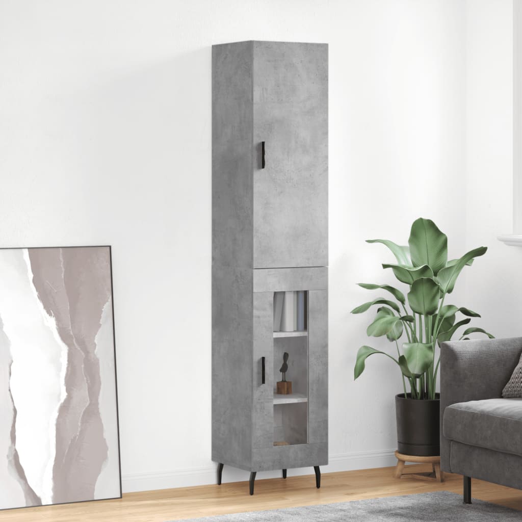 Credenza Grigio Cemento 34,5x34x180 cm in Legno Multistrato - homemem39