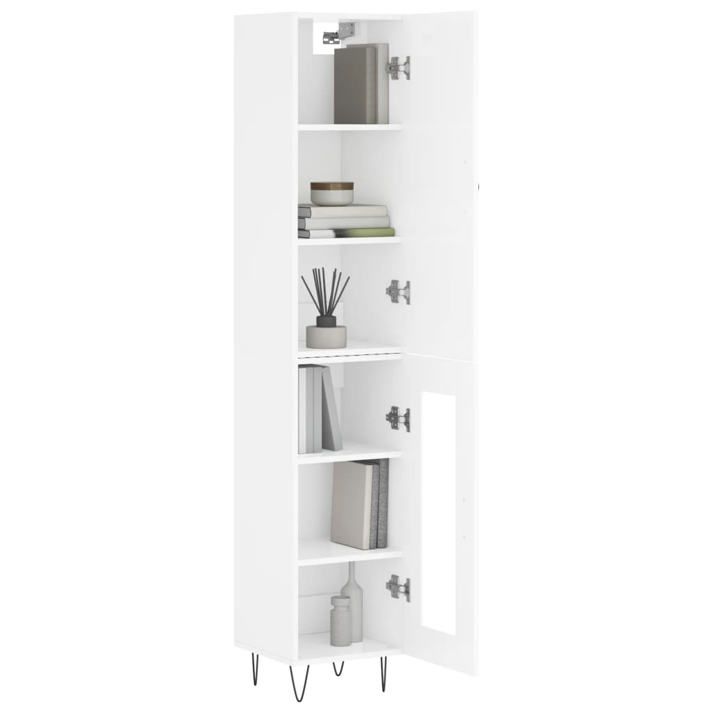 Credenza 34,5x34x180 cm in Legno Multistrato Bianco Lucido - homemem39