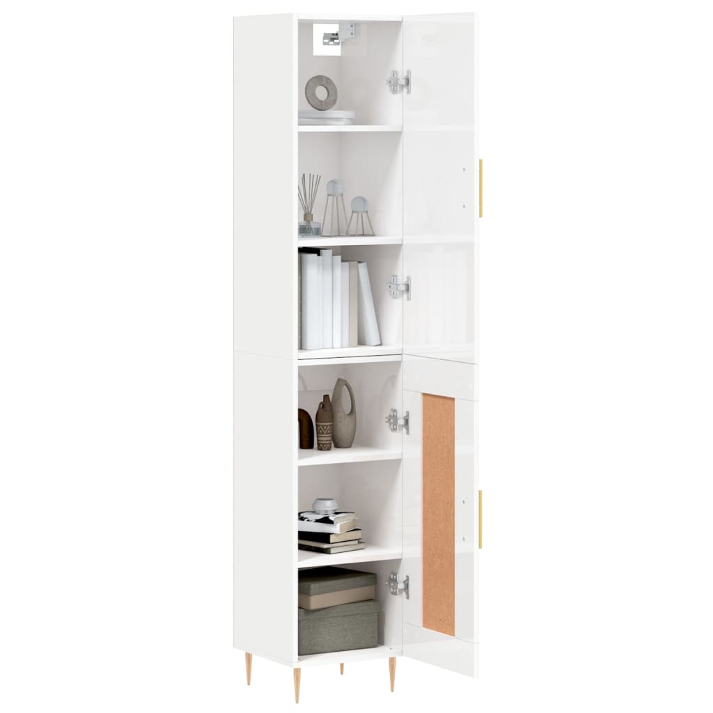 Credenza 34,5x34x180 cm in Legno Multistrato Bianco Lucido - homemem39