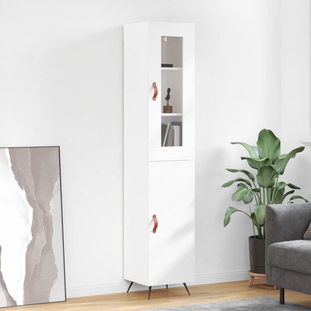 Credenza 34,5x34x180 cm in Legno Multistrato Bianco Lucido - homemem39