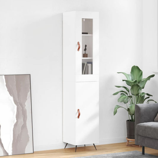 Credenza 34,5x34x180 cm in Legno Multistrato Bianco Lucido - homemem39