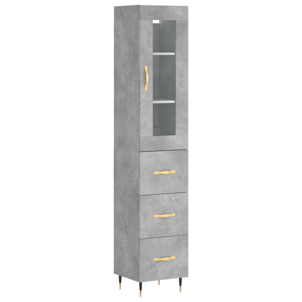 Credenza Grigio Cemento 34,5x34x180 cm in Legno Multistrato - homemem39