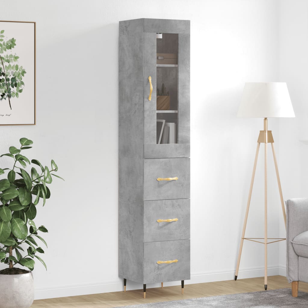 Credenza Grigio Cemento 34,5x34x180 cm in Legno Multistrato - homemem39