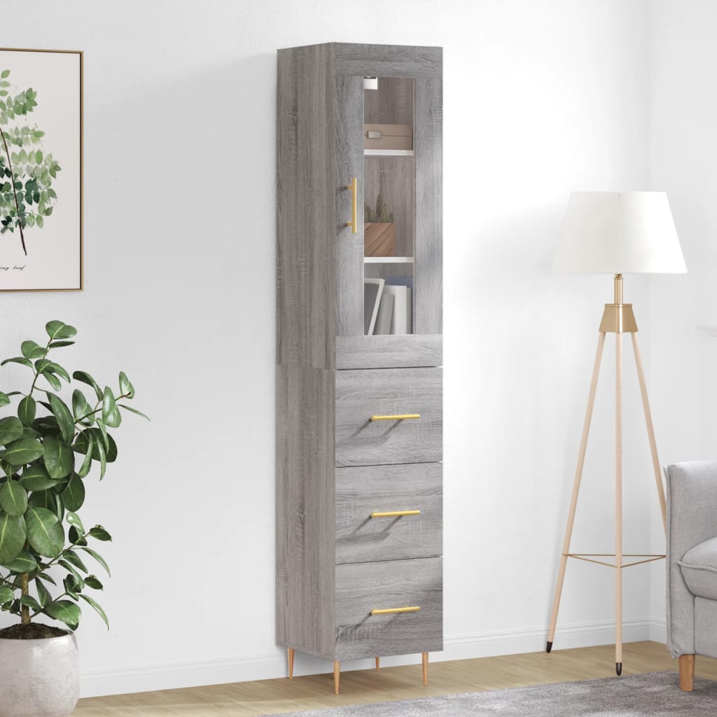 Credenza Grigio Sonoma 34,5x34x180 cm in Legno Multistrato - homemem39