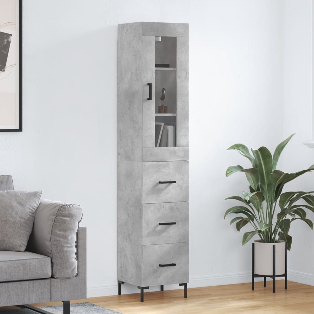 Credenza Grigio Cemento 34,5x34x180 cm in Legno Multistrato - homemem39