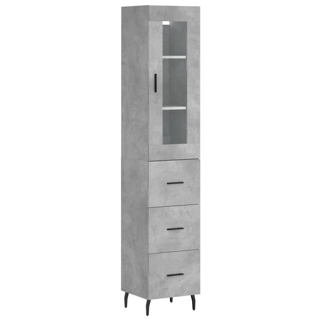 Credenza Grigio Cemento 34,5x34x180 cm in Legno Multistrato - homemem39