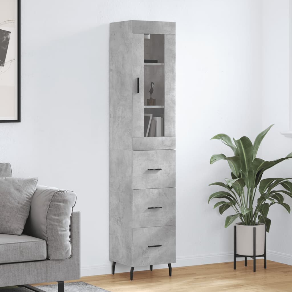 Credenza Grigio Cemento 34,5x34x180 cm in Legno Multistrato - homemem39