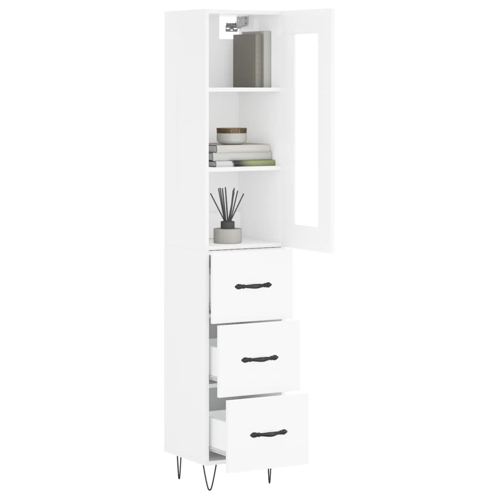 Credenza 34,5x34x180 cm in Legno Multistrato Bianco Lucido - homemem39