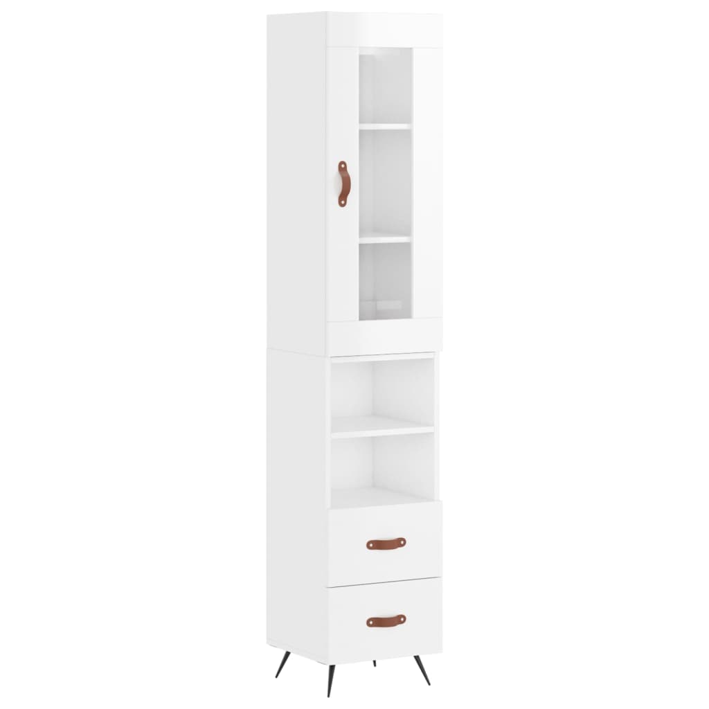 Credenza 34,5x34x180 cm in Legno Multistrato Bianco Lucido - homemem39