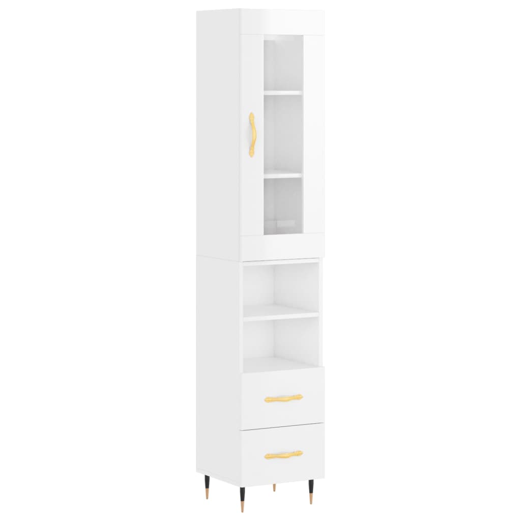 Credenza 34,5x34x180 cm in Legno Multistrato Bianco Lucido - homemem39