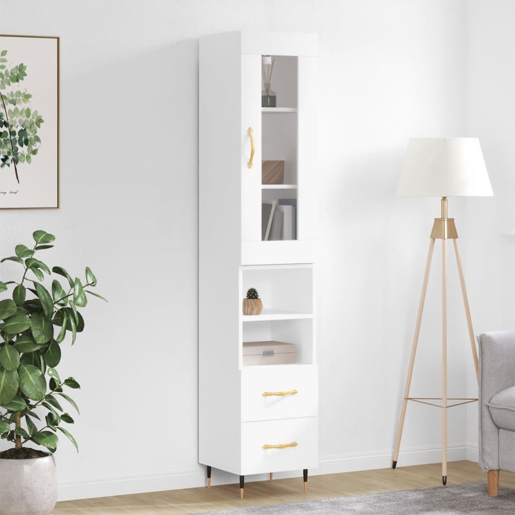 Credenza 34,5x34x180 cm in Legno Multistrato Bianco Lucido - homemem39