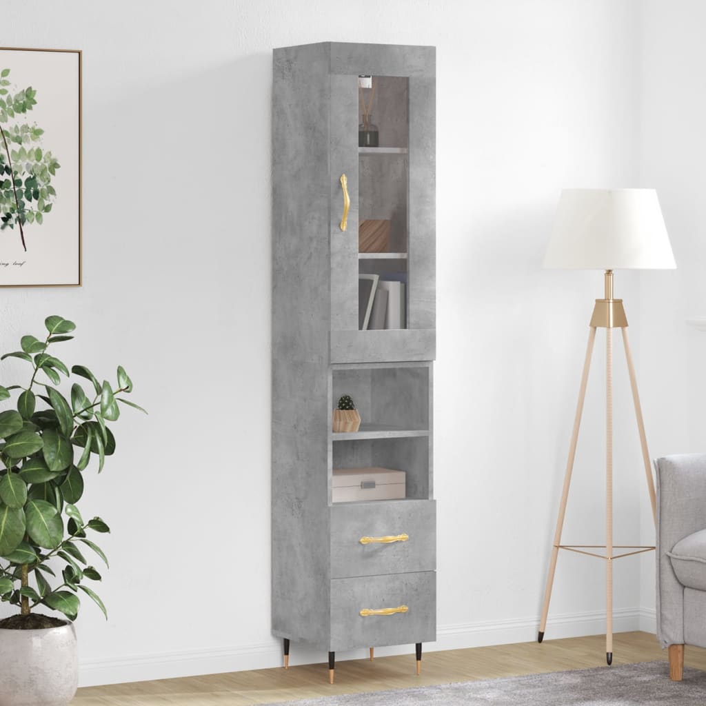 Credenza Grigio Cemento 34,5x34x180 cm in Legno Multistrato - homemem39