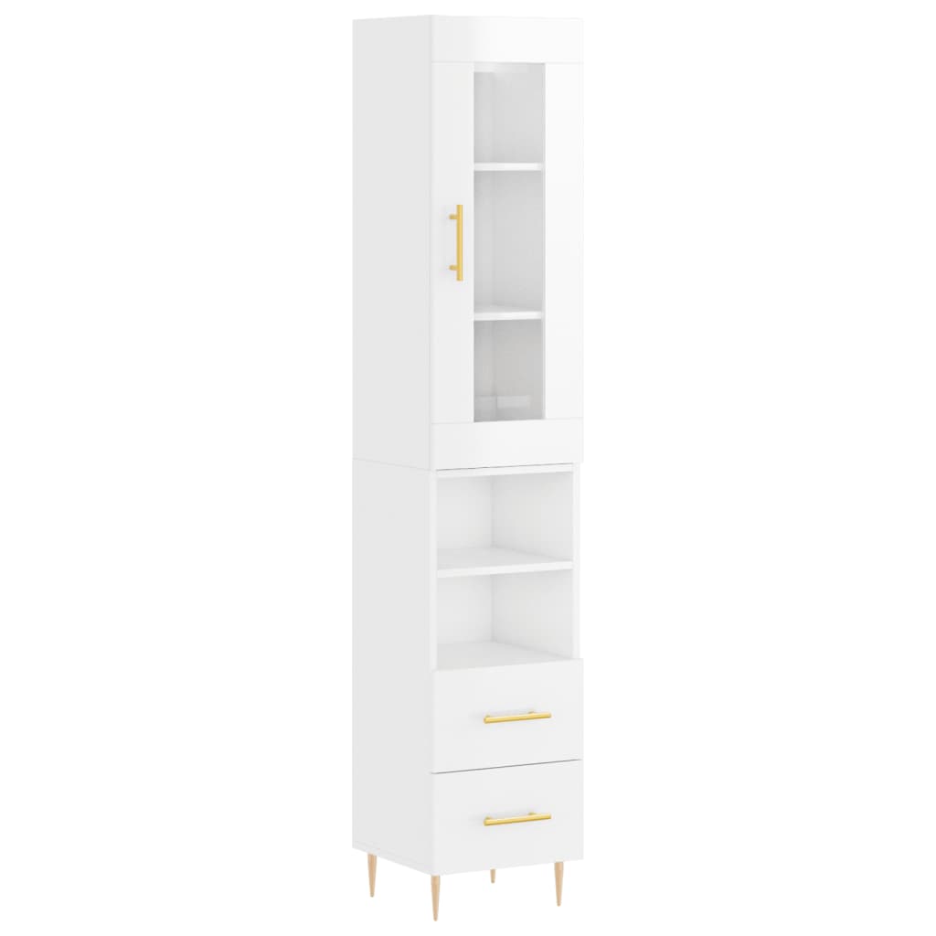 Credenza 34,5x34x180 cm in Legno Multistrato Bianco Lucido - homemem39