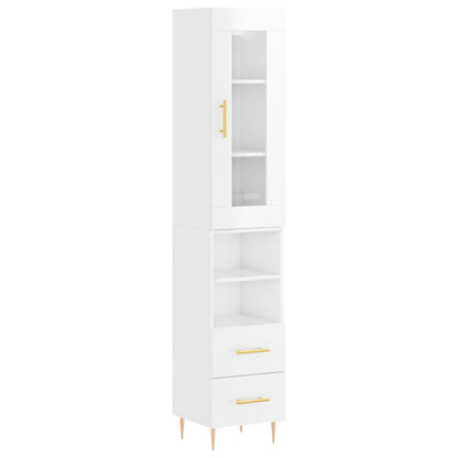 Credenza 34,5x34x180 cm in Legno Multistrato Bianco Lucido - homemem39