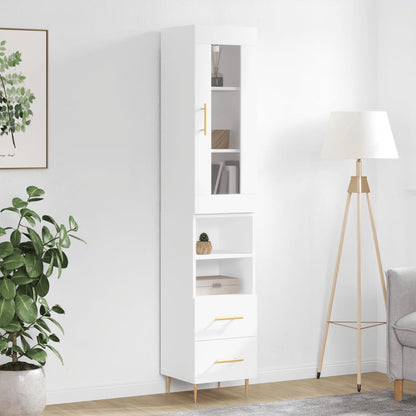 Credenza 34,5x34x180 cm in Legno Multistrato Bianco Lucido - homemem39