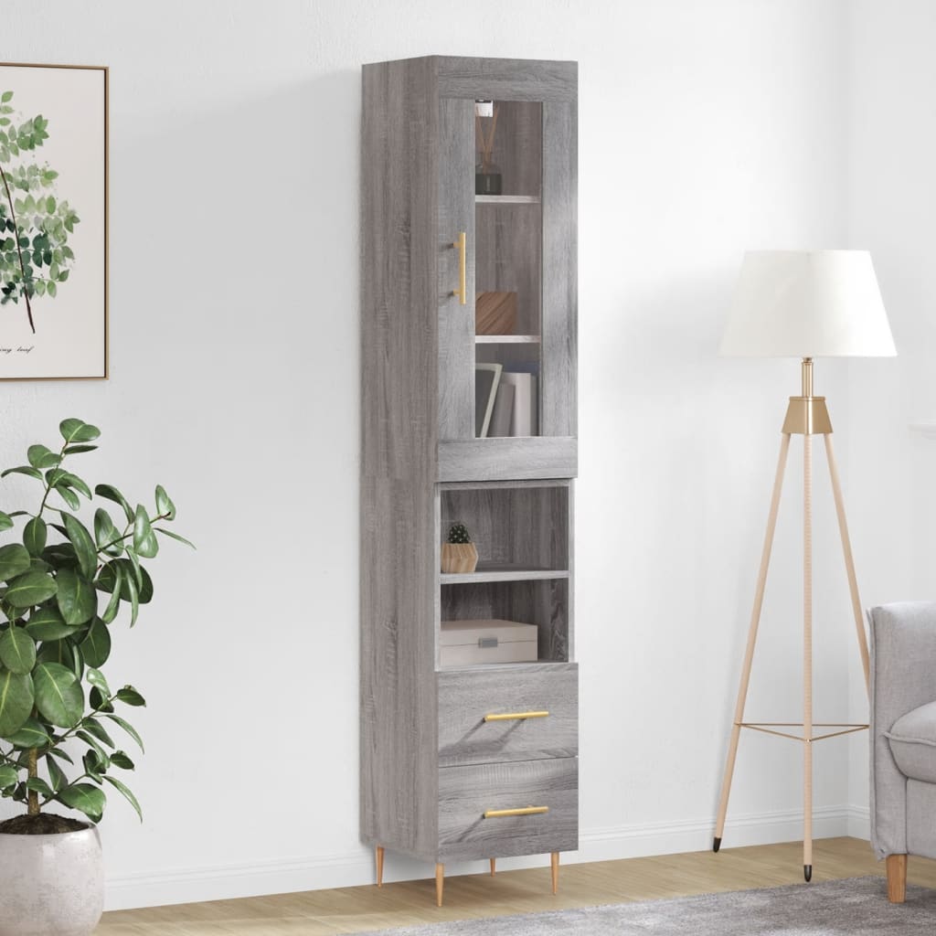 Credenza Grigio Sonoma 34,5x34x180 cm in Legno Multistrato - homemem39