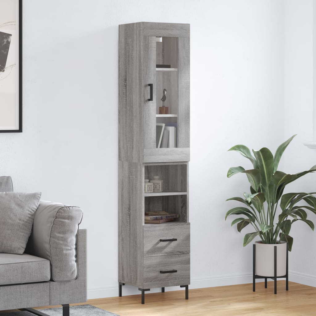 Credenza Grigio Sonoma 34,5x34x180 cm in Legno Multistrato - homemem39