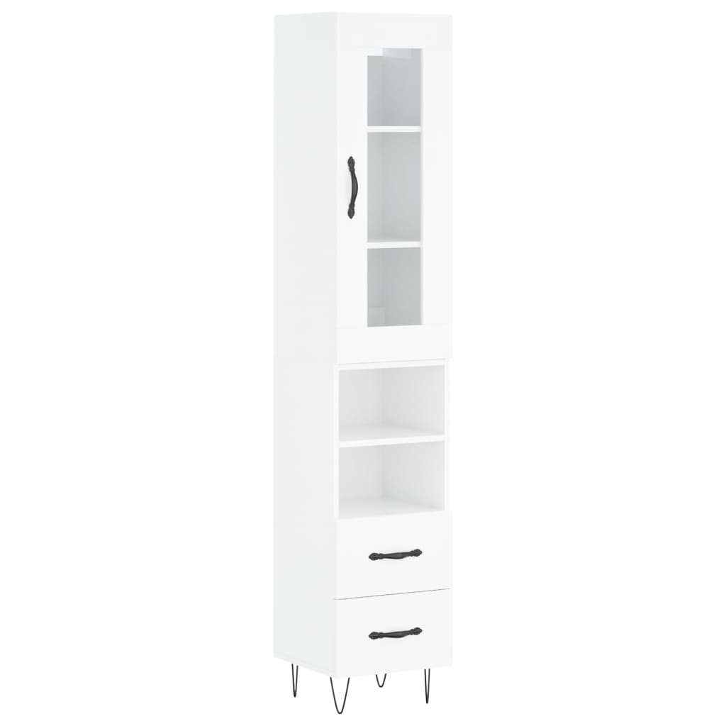 Credenza 34,5x34x180 cm in Legno Multistrato Bianco Lucido - homemem39