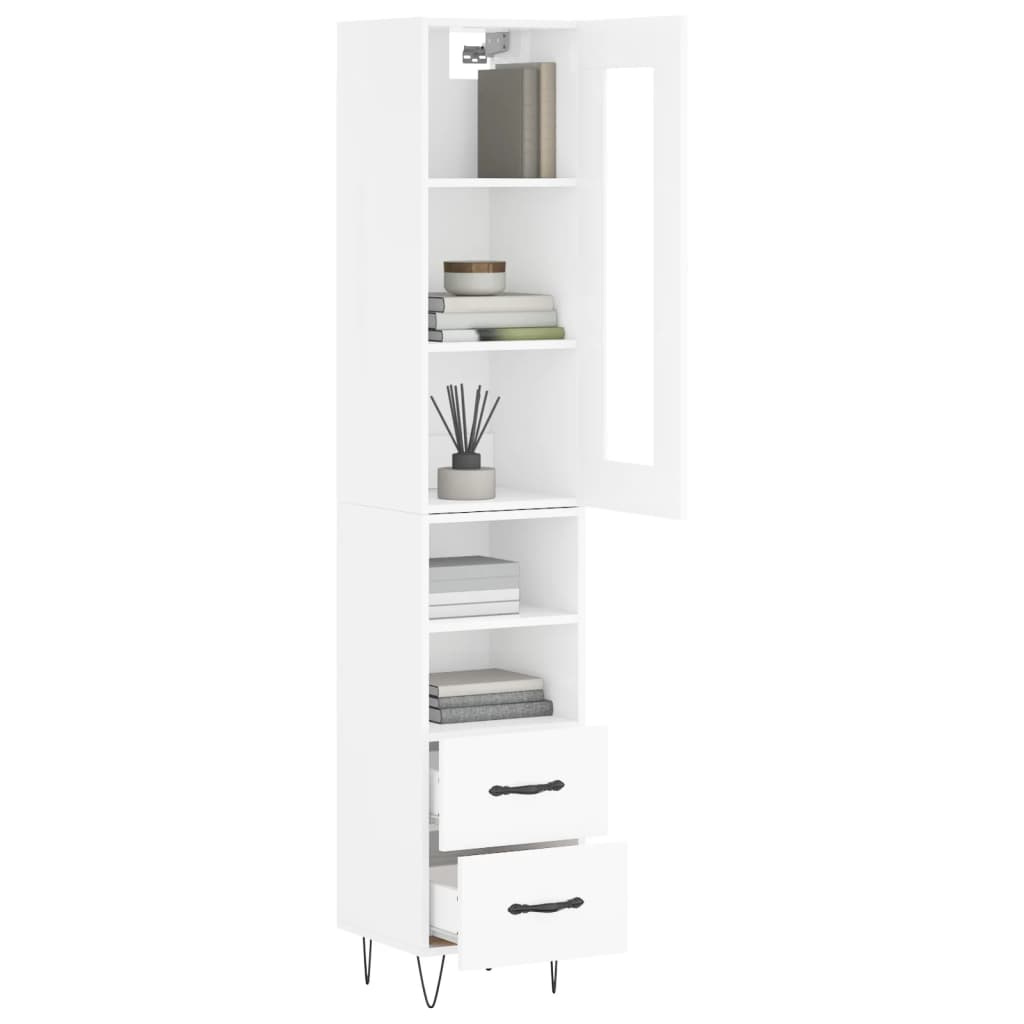 Credenza 34,5x34x180 cm in Legno Multistrato Bianco Lucido - homemem39