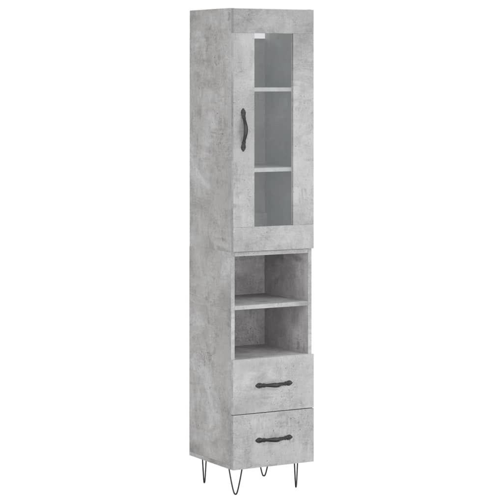 Credenza Grigio Cemento 34,5x34x180 cm in Legno Multistrato - homemem39