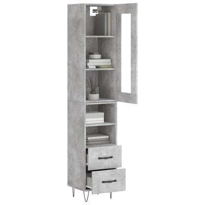 Credenza Grigio Cemento 34,5x34x180 cm in Legno Multistrato - homemem39