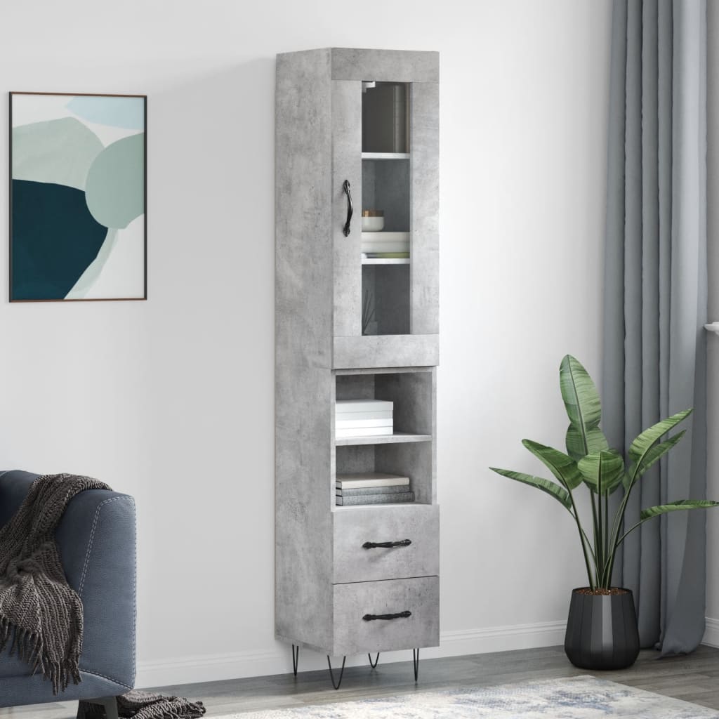 Credenza Grigio Cemento 34,5x34x180 cm in Legno Multistrato - homemem39