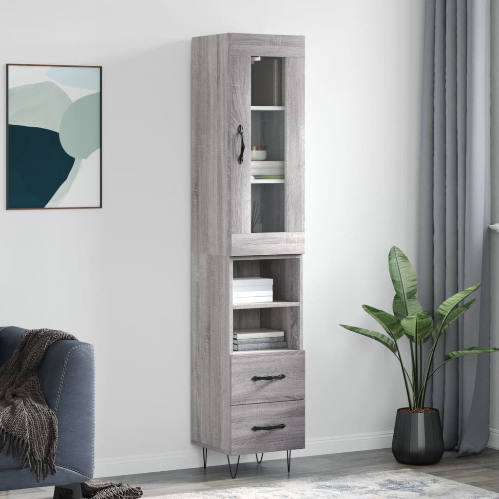 Credenza Grigio Sonoma 34,5x34x180 cm in Legno Multistrato - homemem39