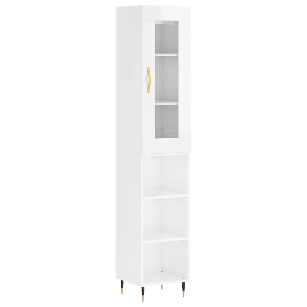 Credenza 34,5x34x180 cm in Legno Multistrato Bianco Lucido - homemem39