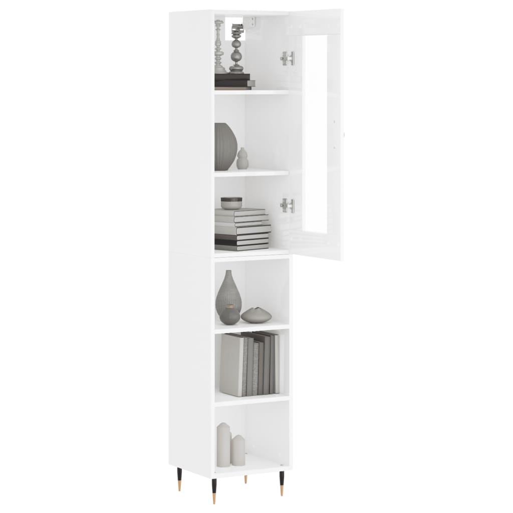 Credenza 34,5x34x180 cm in Legno Multistrato Bianco Lucido - homemem39