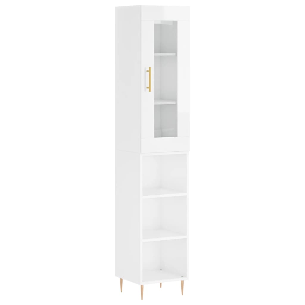 Credenza 34,5x34x180 cm in Legno Multistrato Bianco Lucido - homemem39